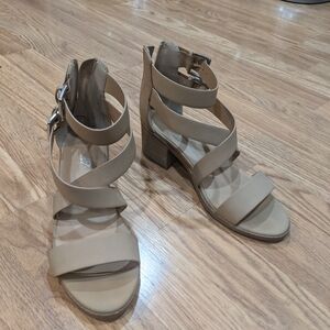Chic Beige Strappy Women's Heels